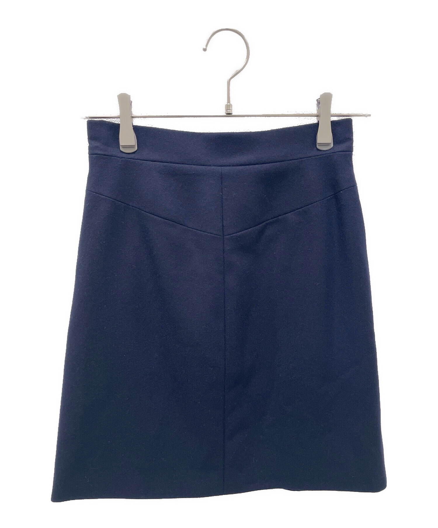 CHANEL (シャネル) ウールタイトスカート ネイビー サイズ:34 未使用品