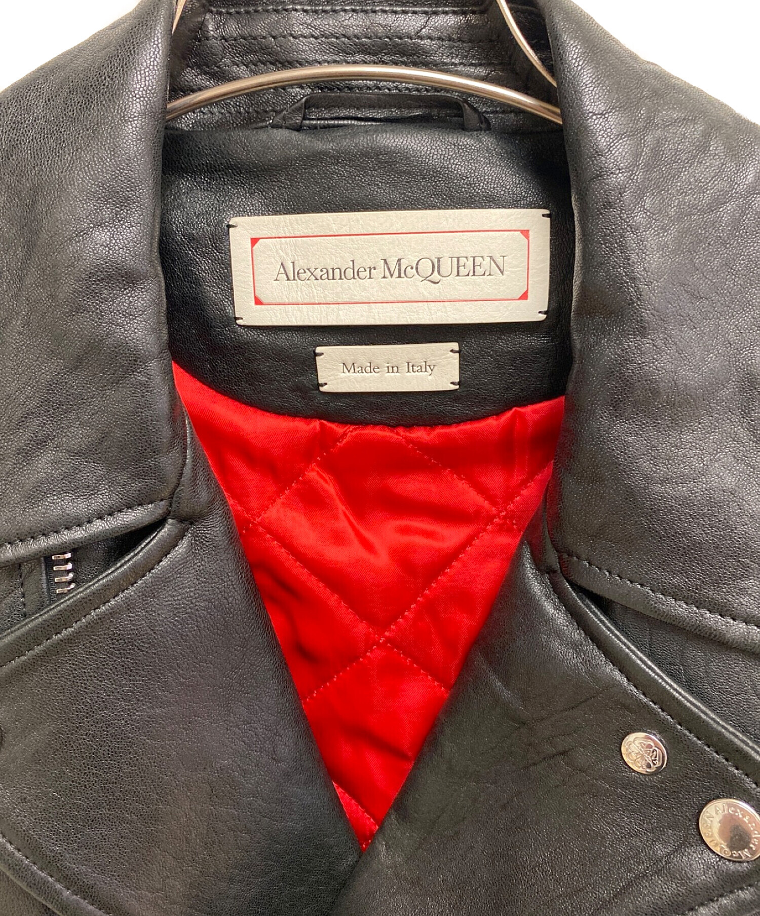 ALEXANDER McQUEEN (アレキサンダーマックイーン) レザーバイカージャケット ブラック サイズ:52