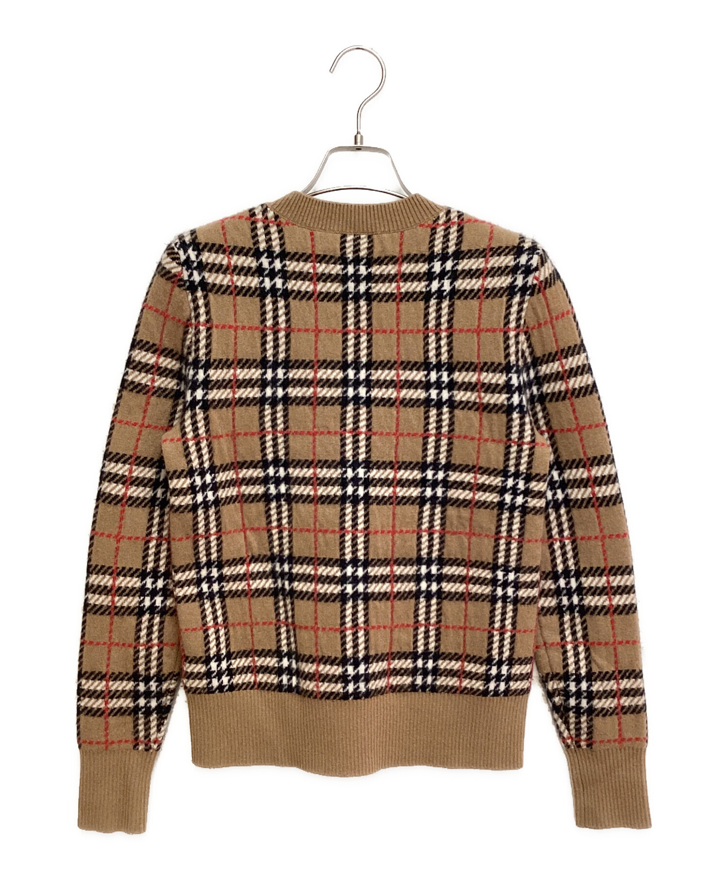 BURBERRY (バーバリー) Novacheck crew neck knit sweater (ノヴァチェッククルーネックニットセーター)  ブラウン サイズ:XXS