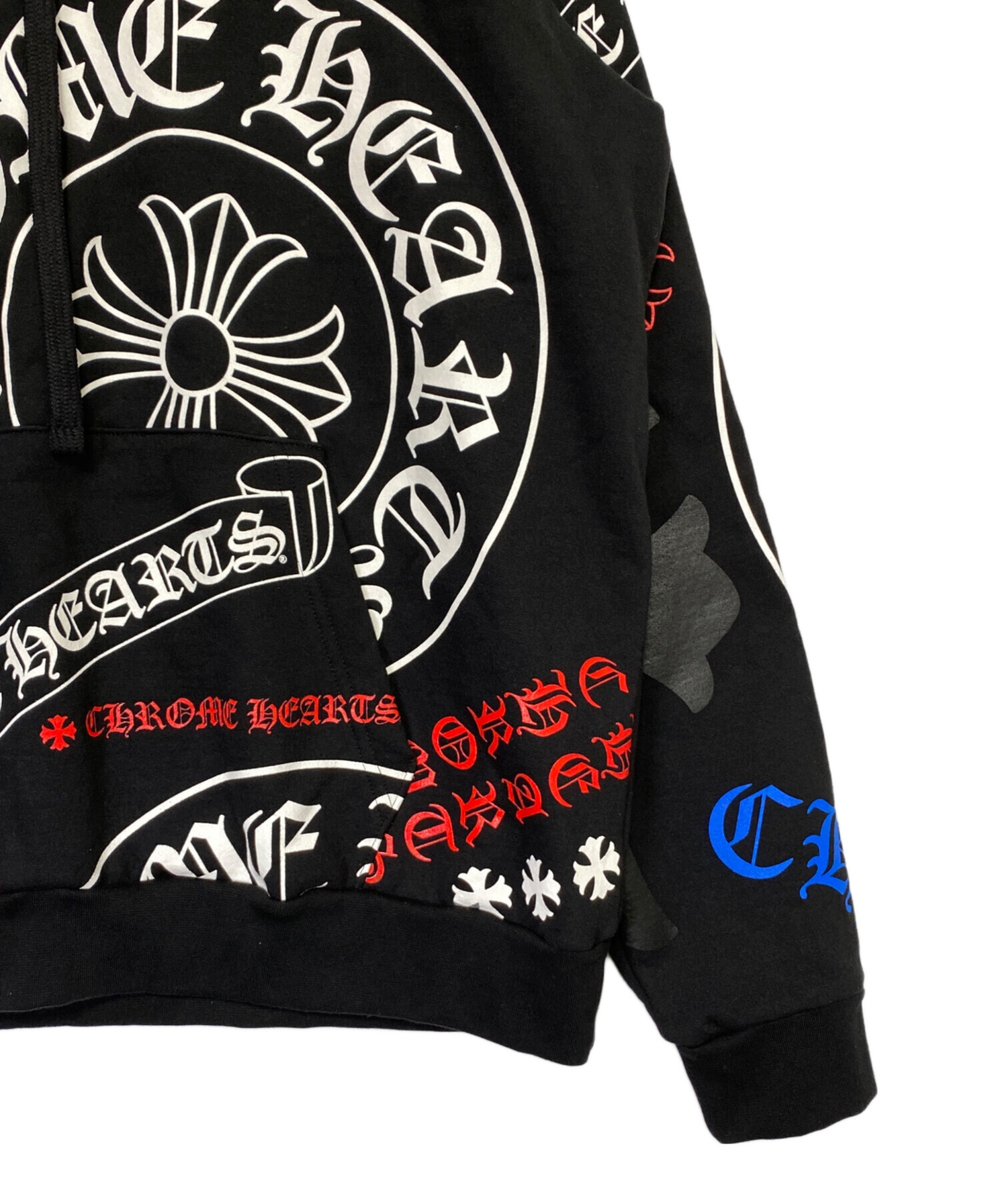 CHROME HEARTS (クロムハーツ) プルオーバーパーカー ブラック×グリーン サイズ:XL