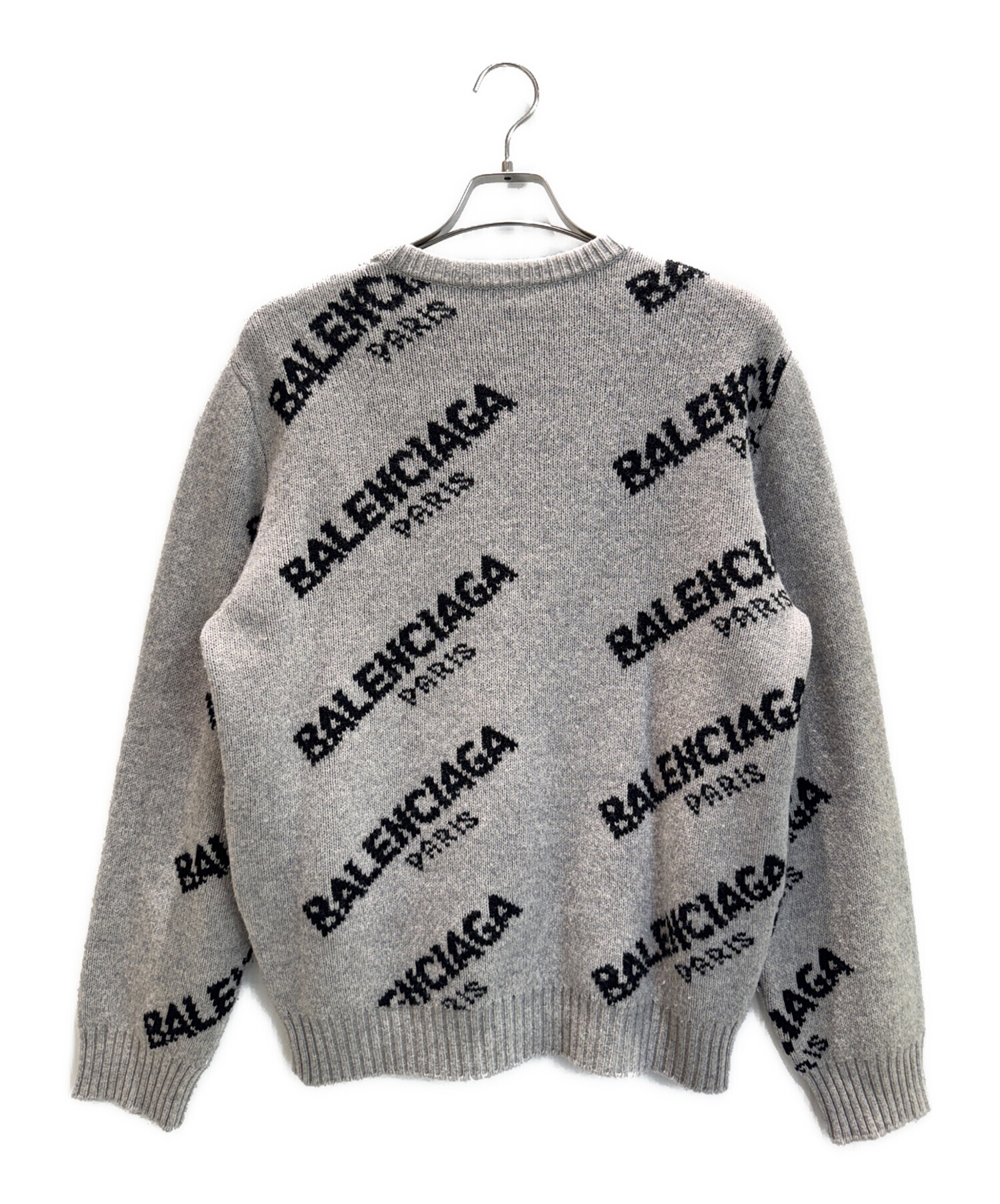 中古・古着通販】BALENCIAGA (バレンシアガ) ジャガードロゴクルーネックニット グレー サイズ:M｜ブランド・古着通販  トレファク公式【TREFAC FASHION】スマホサイト