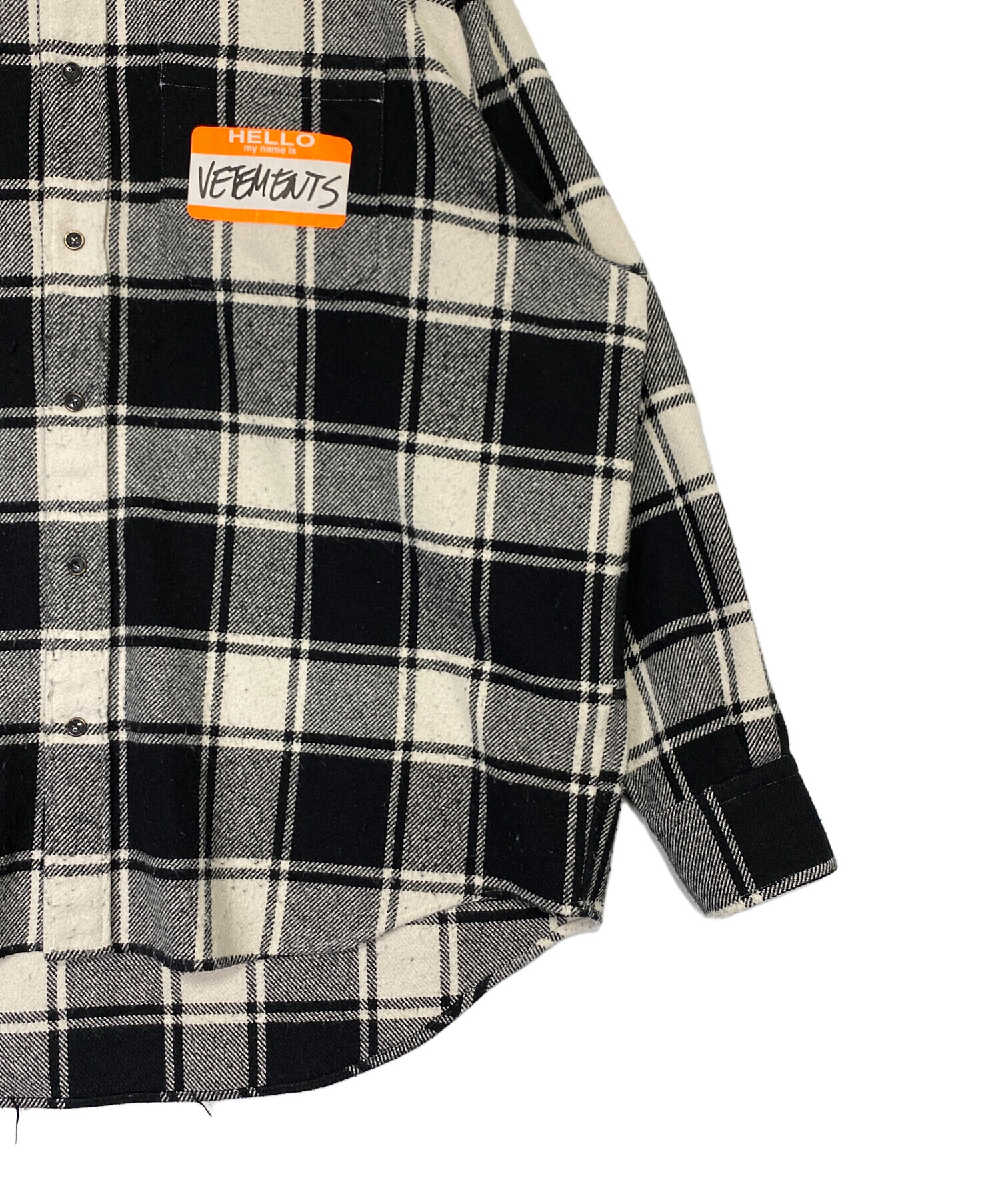 中古・古着通販】VETEMENTS (ヴェトモン) MY NAME IS FLANNEL SHIRT グレー×ホワイト サイズ:M｜ブランド・古着通販  トレファク公式【TREFAC FASHION】スマホサイト