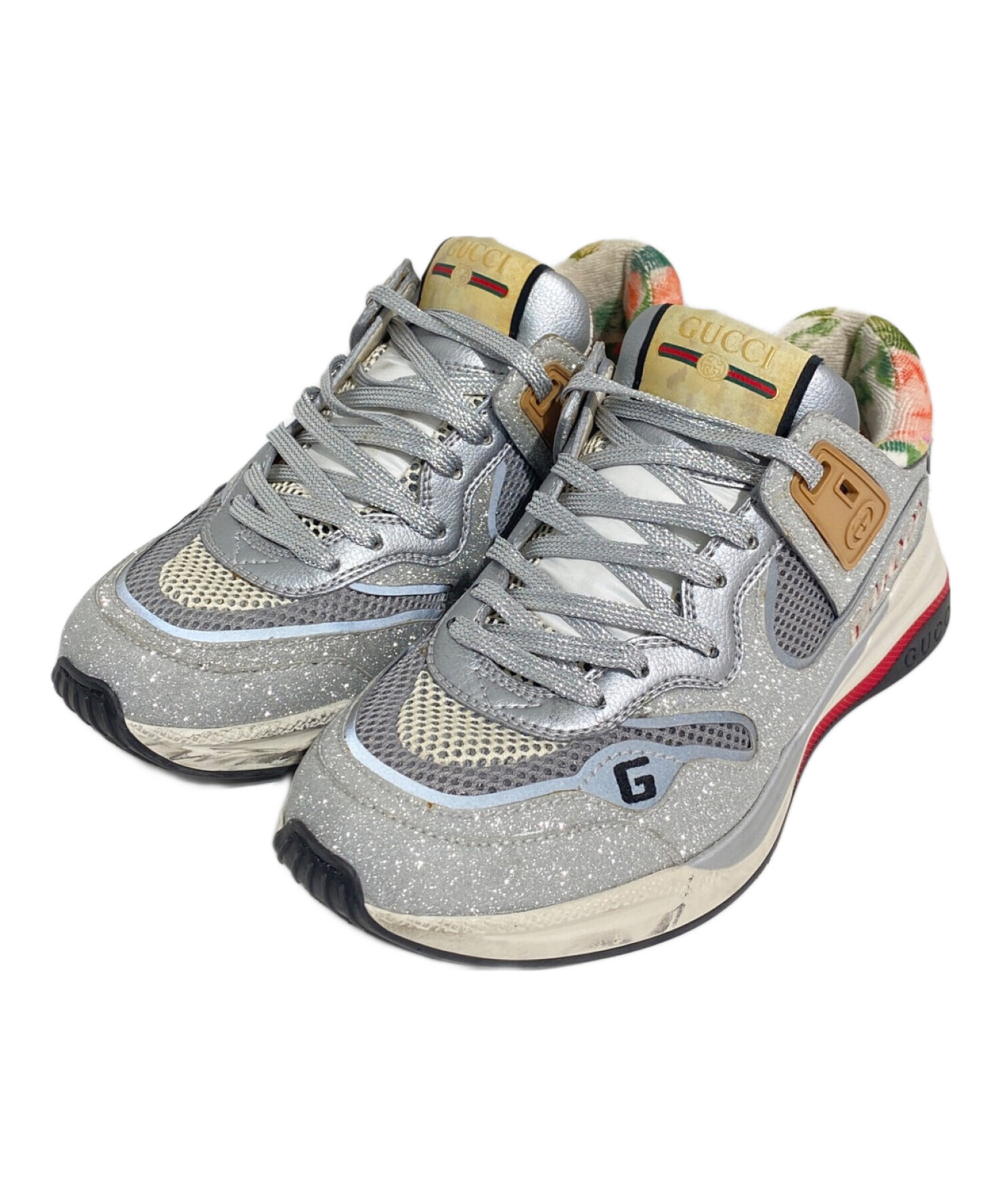 標準保証GUCCI グッチ Ultrapace sneaker スニーカー シルバー 靴