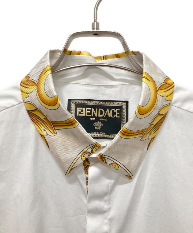 FENDI (フェンディ) VERSACE (ヴェルサーチ) バロック ズッカ 長袖シャツ ホワイト サイズ:41